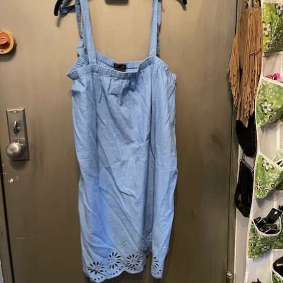 J.Crew Tie-Shoulder Hydrangea Mini Dress Embroidery Size Large - Picture 6 of 15